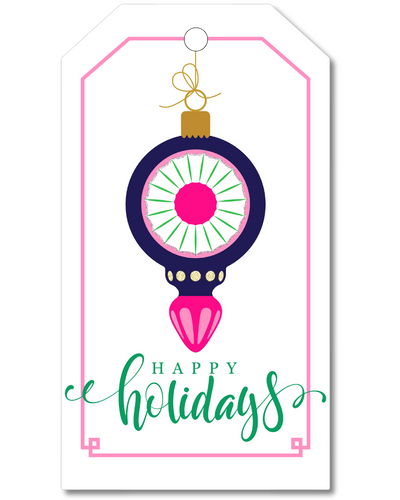 Christmas ornament with 'Happy Holidays' text on a white background