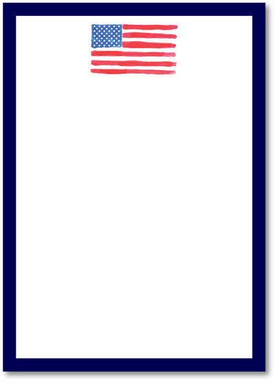 Notepad with American flag design on a white background