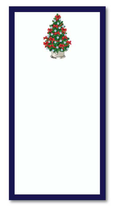Notepad with a Christmas tree design on a white background