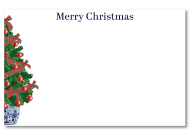 Christmas notepad with a decorated Christmas tree on the left side and 'Merry Christmas' text on the right.