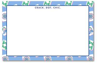 Rectangular frame with decorative border and 'Crack. Dot. Chic.' text on a white background