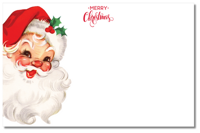 Vintage-style Santa Claus face with 'Merry Christmas' text on a white background