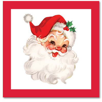 Vintage-style illustration of Santa Claus with a red frame