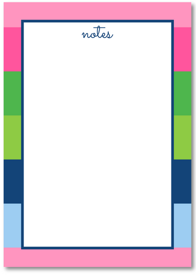 Notepad with colorful border and 'notes' text