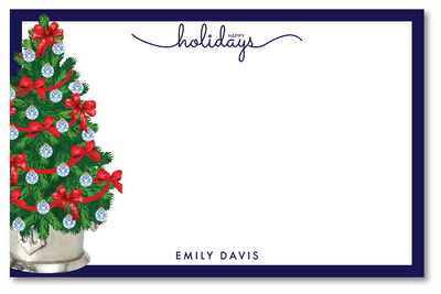 Holiday card with Christmas tree design and 'Happy Holidays' text