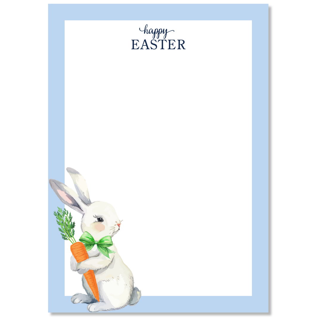 HAPPY EASTER + EASTER BUNNY WITH CARROT NOTEPAD | EASTER – B. ROWE & CO.