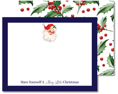 Christmas card with Santa Claus illustration and holly design